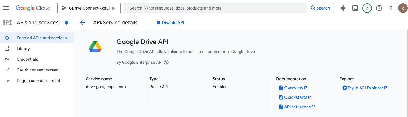 enable google drive api