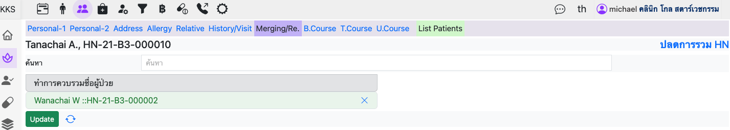 Merge/re-merge patient with kksEHR